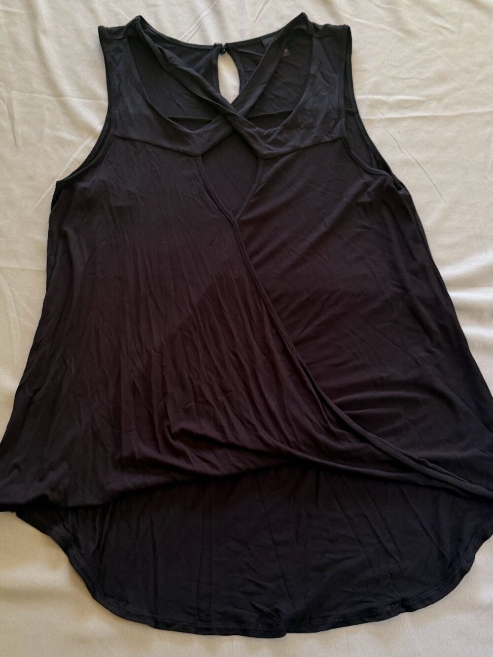 Lilian Women's Open Front Twist Tank Top High/Low Black 3XL New w/out Tags